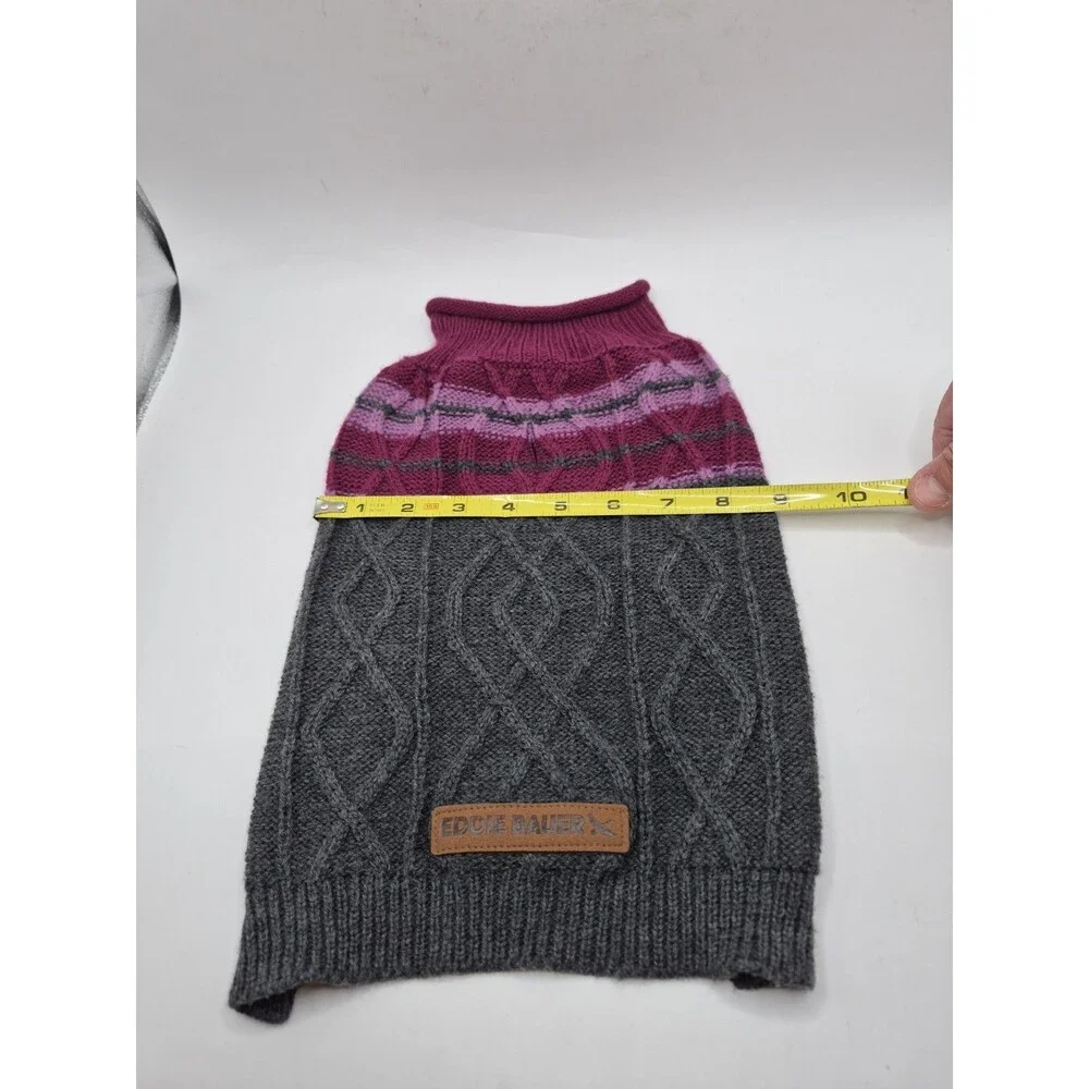 Eddie Bauer Pet Dog Coat Cable Knit Sweater Small Pink & Gray